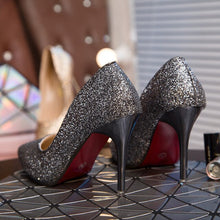 Load image into Gallery viewer, 2020 glitter gold high-heeled shoes wedding shoes