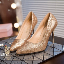 Load image into Gallery viewer, 2020 glitter gold high-heeled shoes wedding shoes