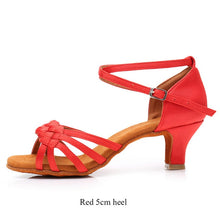 Load image into Gallery viewer, New Women&#39;s Latin Dance Shoes For  Women Grils Red White Heel