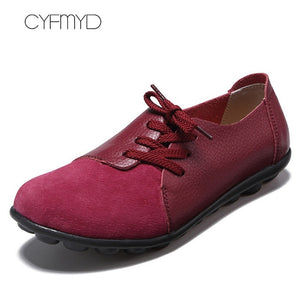 Casual shoes women Boat shoes flats Genuine Leather shoes woman