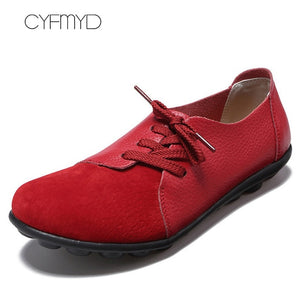 Casual shoes women Boat shoes flats Genuine Leather shoes woman