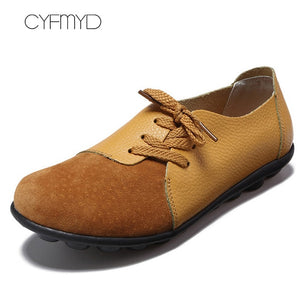 Casual shoes women Boat shoes flats Genuine Leather shoes woman