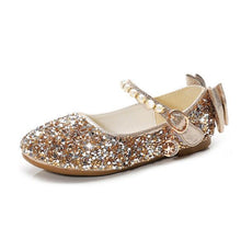 Load image into Gallery viewer, New 2019 Spring Fashion children Flats Sequin bow knot Leather shoes Sweet Girls Princess shoes School show shoe 03K