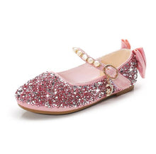 Load image into Gallery viewer, New 2019 Spring Fashion children Flats Sequin bow knot Leather shoes Sweet Girls Princess shoes School show shoe 03K